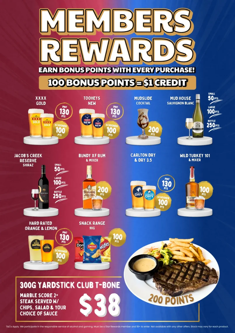 Earn points when you purchase a meal or drink from our Members Rewards!